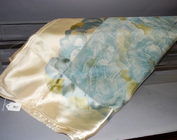 Appraisal: Giorgio Armani black green floral print silk scarf with cream