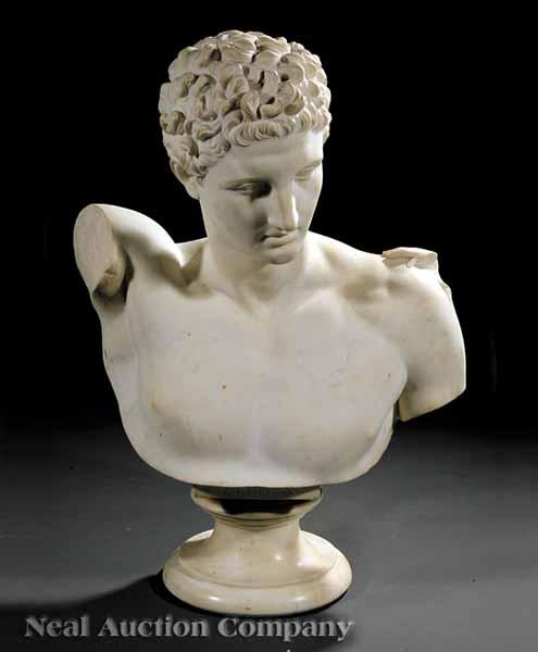 Appraisal: A Large and Impressive Italian Marble Bust of Hermes late