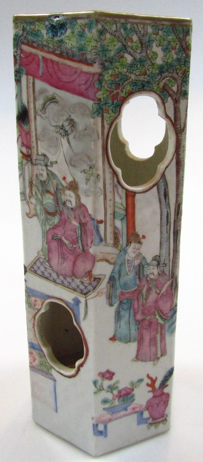 Appraisal: A Chinese Qing period porcelain famille rose vase the hexagonal