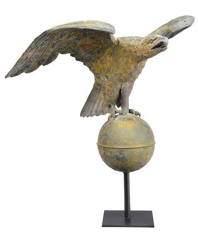 Appraisal: American Molded Copper Eagle Weathervane late th century finely rendered