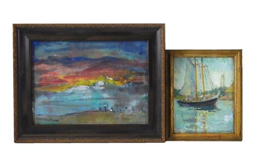 Appraisal: Marion Huse American - two oils including Abstract Seascape oil