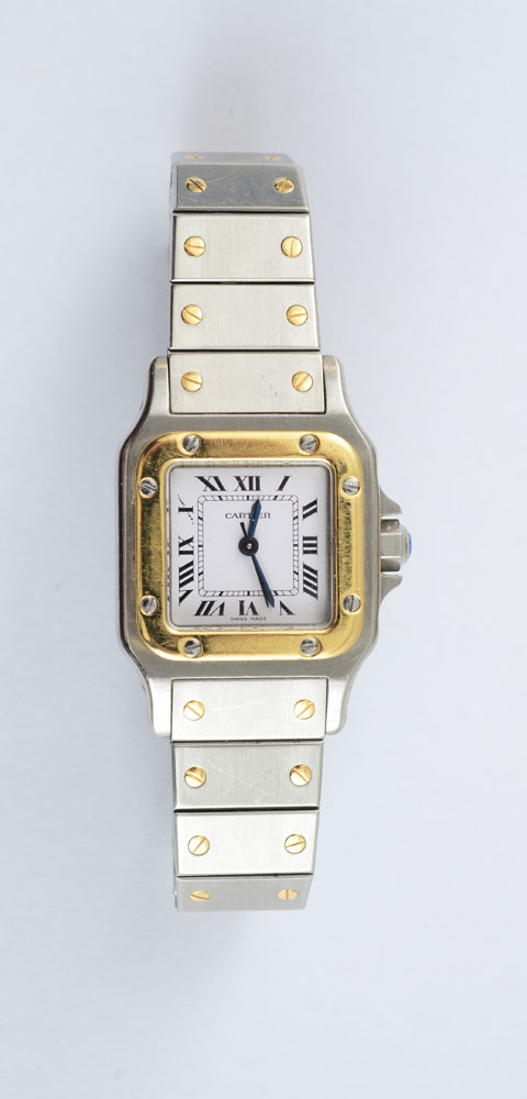 Appraisal: LADY'S STAINLESS STEEL AND K GOLD WRISTWATCH SANTOS CARTIER With