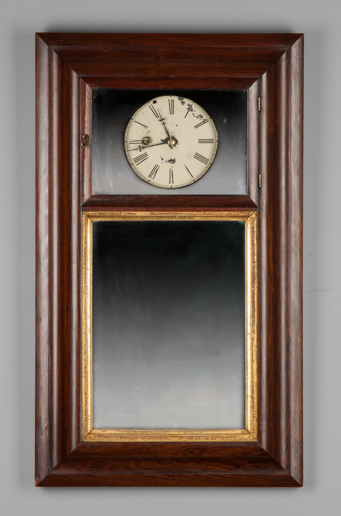 Appraisal: George Hills Mirror Wall Clock Plainville CT Rosewood case old