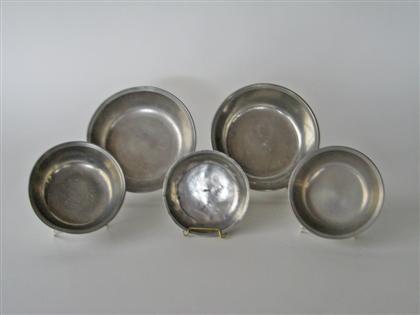 Appraisal: Five pewter basins boardmans hartford ct All with molded rims