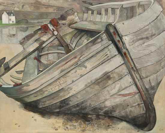 Appraisal: Sophie Macpherson b Old fishing boat oil on canvas monogrammed