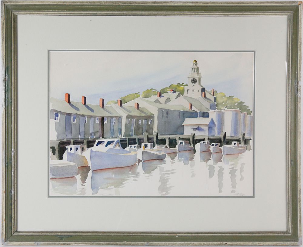 Appraisal: Monumental Doris and Richard Beer Watercolor on Paper Old North