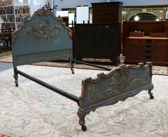 Appraisal: A Rococo style carved gilt and painted bed