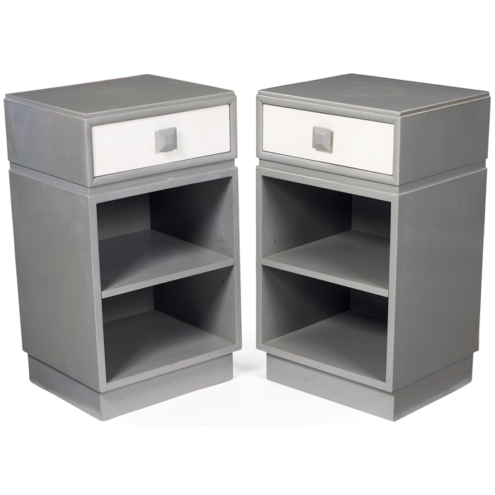 Appraisal: Kittinger Mandarin night stands pair gray and white one drawer