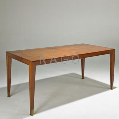 Appraisal: ITALIAN Dining table s Mahogany ebony inlay and brass sabots