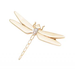 Appraisal: A GOLD AND DIAMOND DRAGONFLY BROOCH A GOLD AND DIAMOND