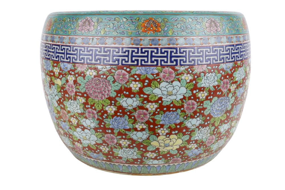 Appraisal: CHINESE EXPORT POLYCHROME PORCELAIN PLANTERProvenance The Estate of Judith Sterling