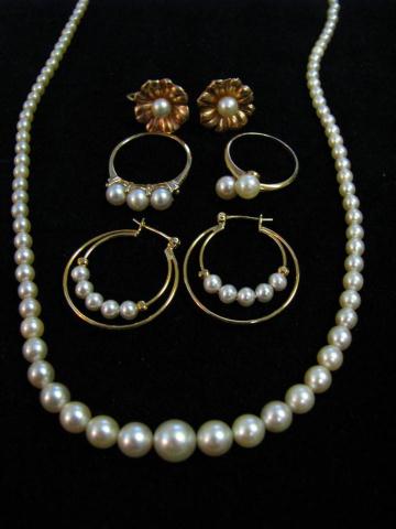 Appraisal: Group of pearl jewelry including pair of Napier hoop earrings