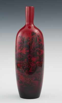 Appraisal: A Royal Doulton Flambe Woodcut Vase Bottle shape with narrow