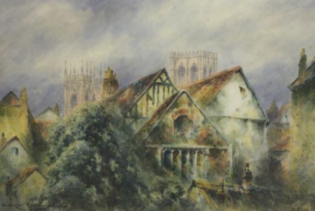 Appraisal: DUDLEY Tom Watercolor The Merchant Adventurers'Hall York Signed and titled