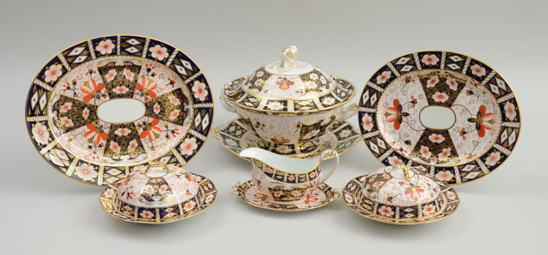 Appraisal: ASSEMBLED GROUP OF EIGHT ROYAL CROWN DERBY PORCELAIN SERVING ARTICLES