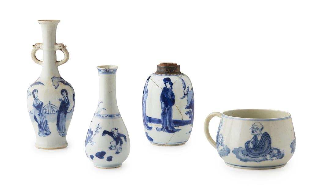 Appraisal: GROUP OF BLUE AND WHITE EXPORT PORCELAIN QING DYNASTY KANGXI