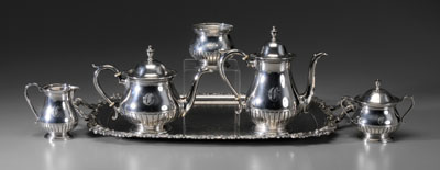 Appraisal: Sterling Five-Piece Tea Service American th century pear forms with