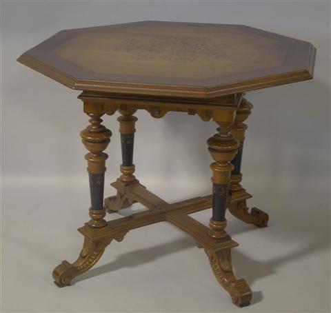 Appraisal: GERMAN OCTAGONAL TABLE WITH INLAY h w in