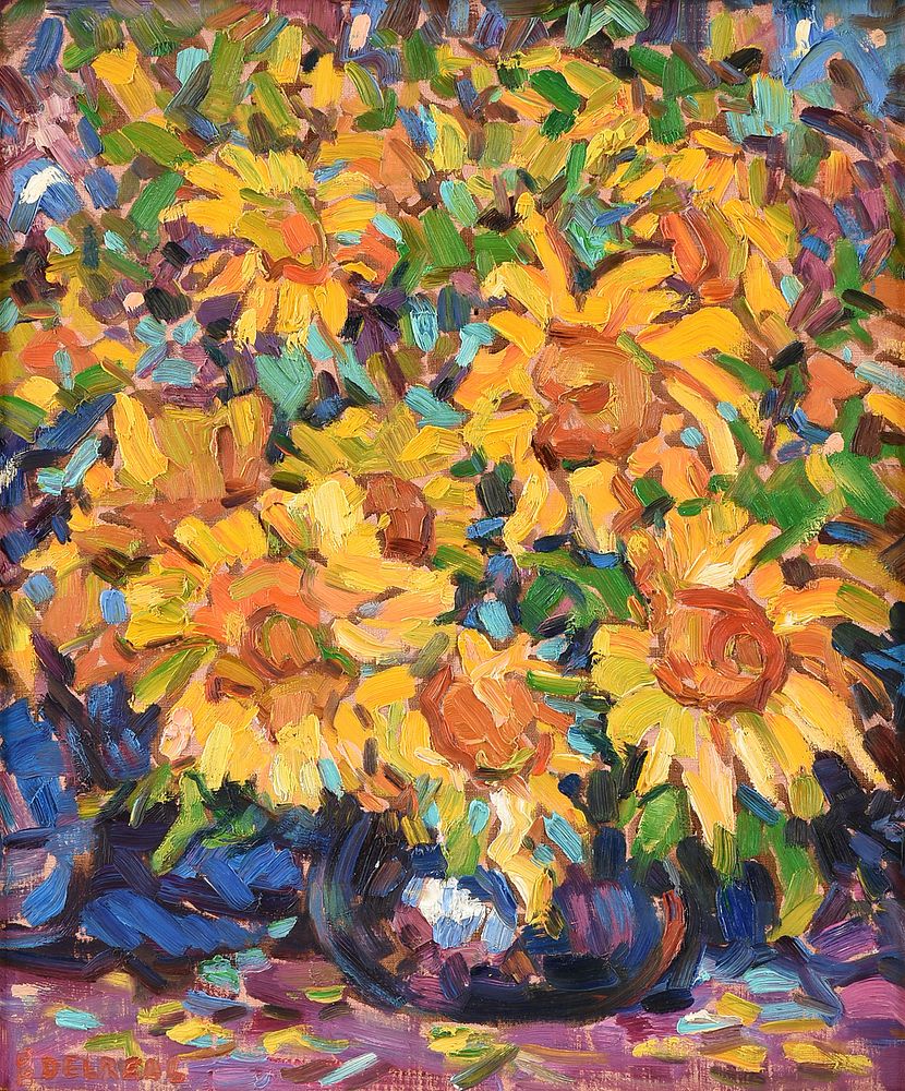 Appraisal: RAFAEL DEL REAL Spanish b A PAINTING Sunflowers RAFAEL DEL