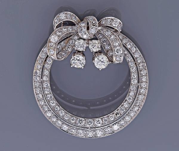 Appraisal: A diamond brooch estimated total diamond weight carats mounted in