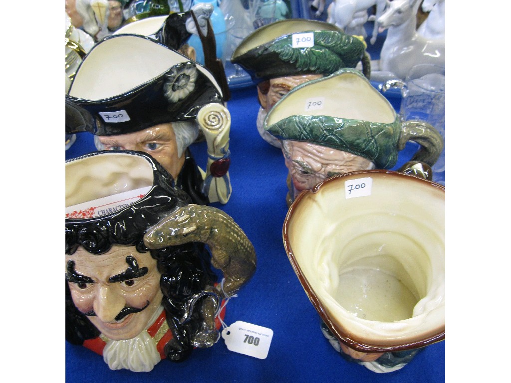 Appraisal: Six large Royal Doulton character jugs to include Captain Hook