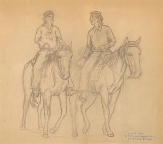 Appraisal: EDGAR PAYNE - Conversation Navajo Rider Navajo Horsemenpencil on paper