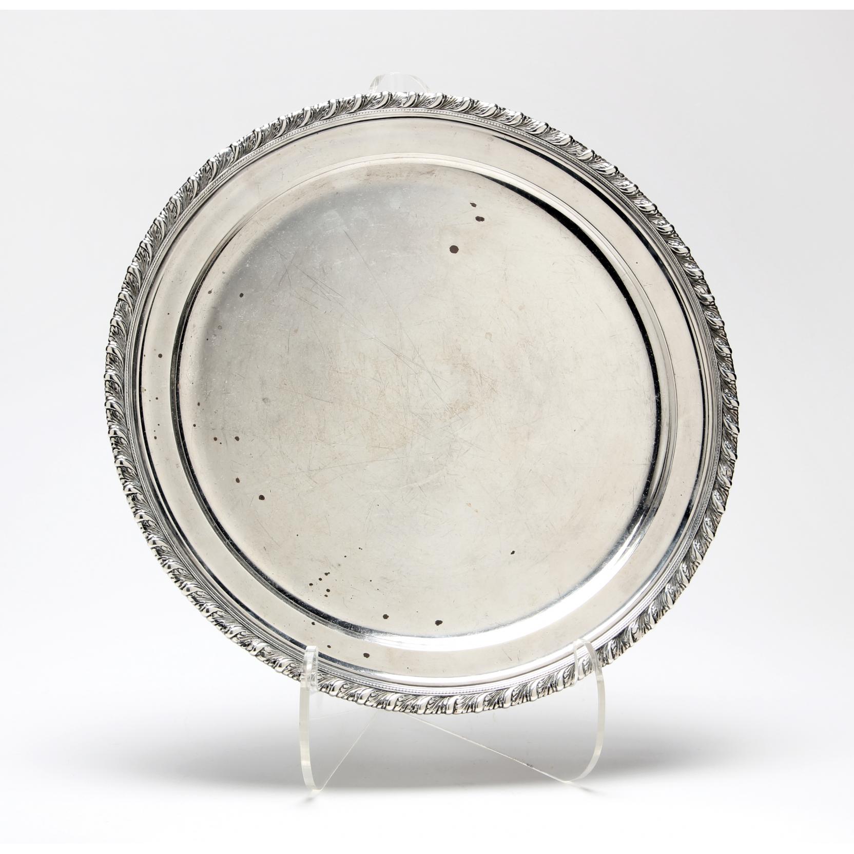 Appraisal: Tiffany Co Sterling Silver Chop Plate with - hallmark pattern