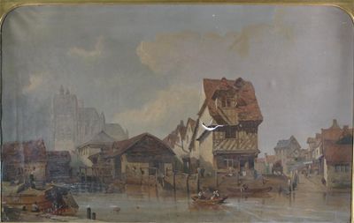 Appraisal: Continental School th Century View of a Continental town from