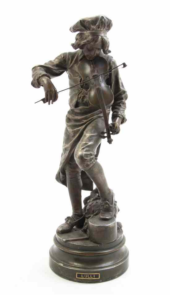 Appraisal: A French Cast Metal Figure Lulli depicting a violinist one