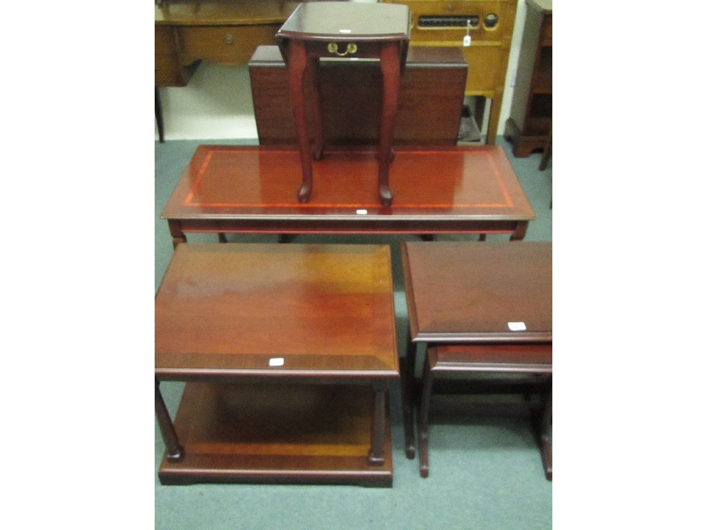 Appraisal: Two modern drop leaf tables coffee table nest of tables