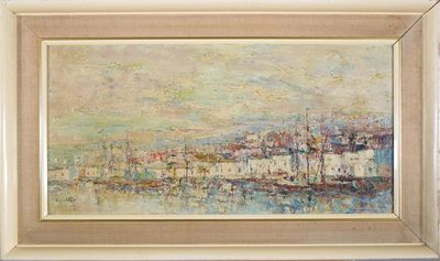 Appraisal: Continental School th Century View of harbour Signed indistinctly Oil