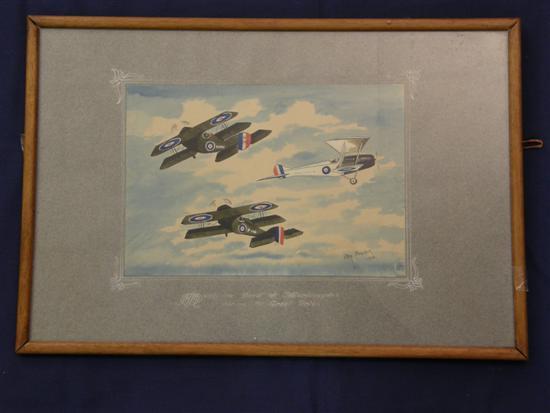 Appraisal: Reg Crocker early th Century study of three biplanes x