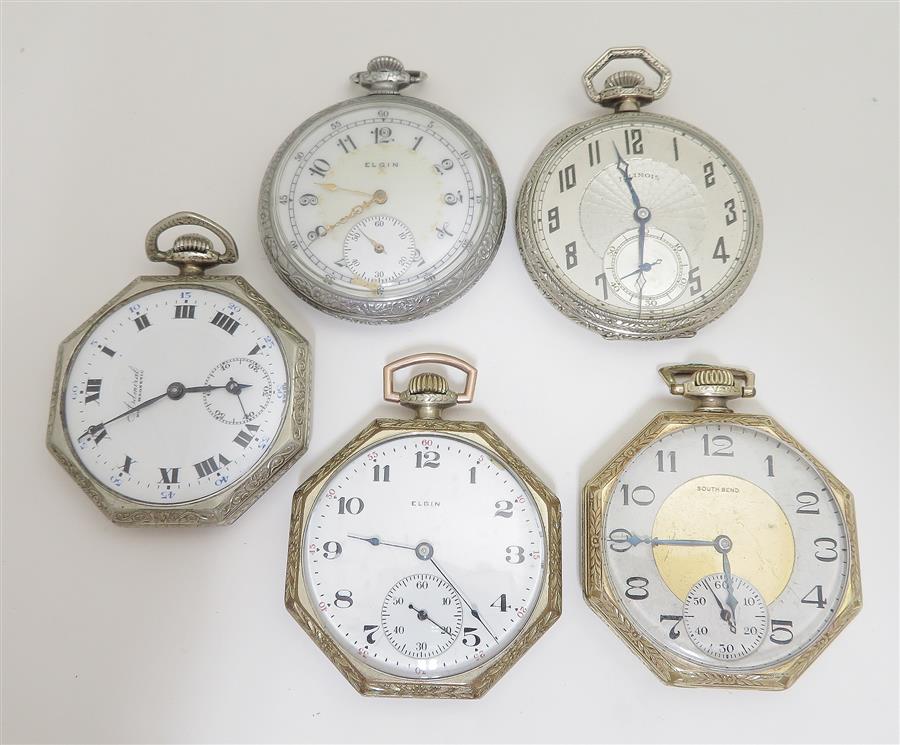 Appraisal: Antique and vintage open-face pocket watches Tacy Admiral H Southbend