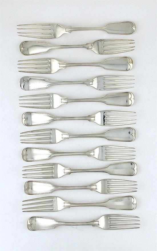 Appraisal: American coin silver fork set Gale Wood Hughes New York