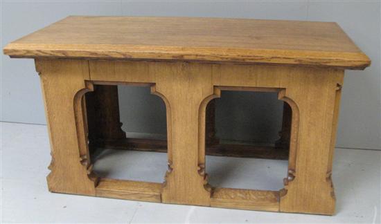 Appraisal: Twentieth century Gothic style oak side table on shaped supports