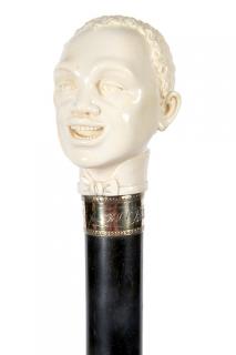 Appraisal: Mammoth Ivory Black Minstrel Man- Ca - Fancy gold-filled presentation