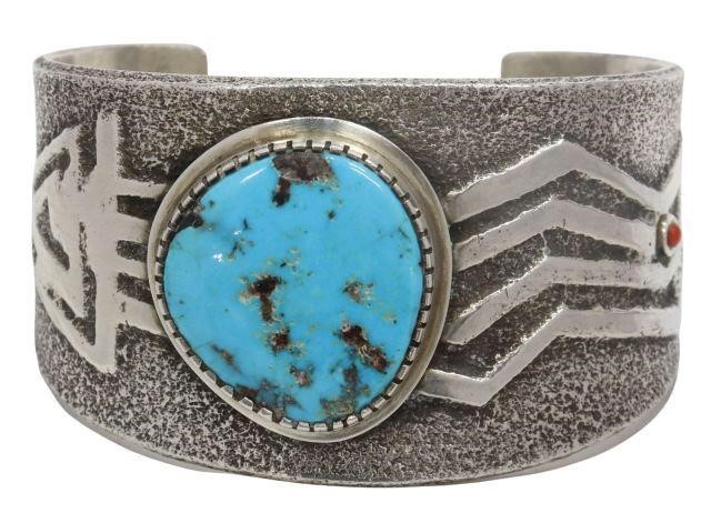 Appraisal: Native American silver content unknown cuff bracelet Robert Sorrell Navajo