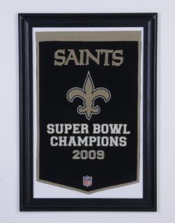 Appraisal: Framed Saints Super Bowl Championship banner Framed New Orleans Saints