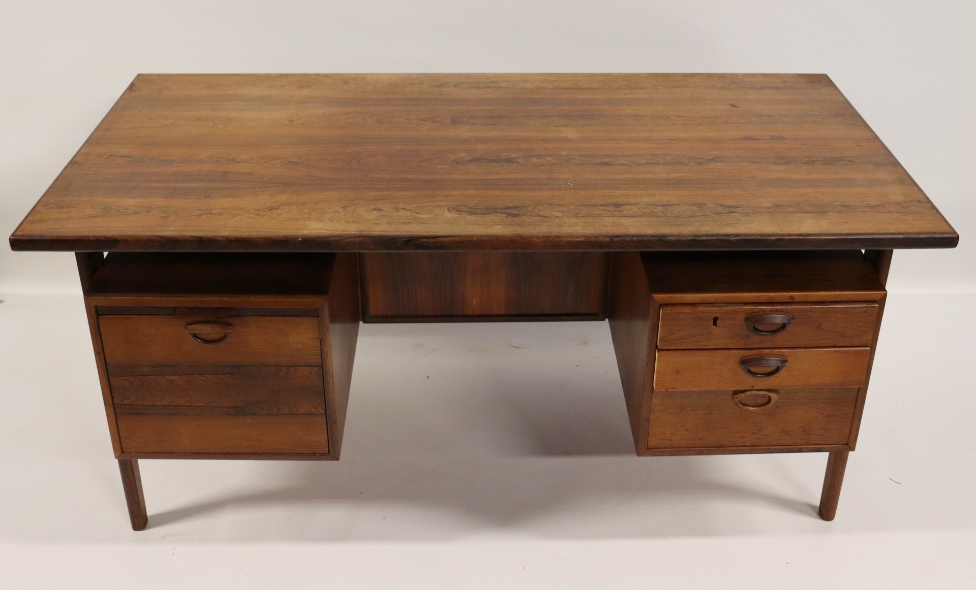 Appraisal: KAI KRISTIANSEN ROSEWOOD MID-CENTURY FLOATING TOP Desk Great patina and