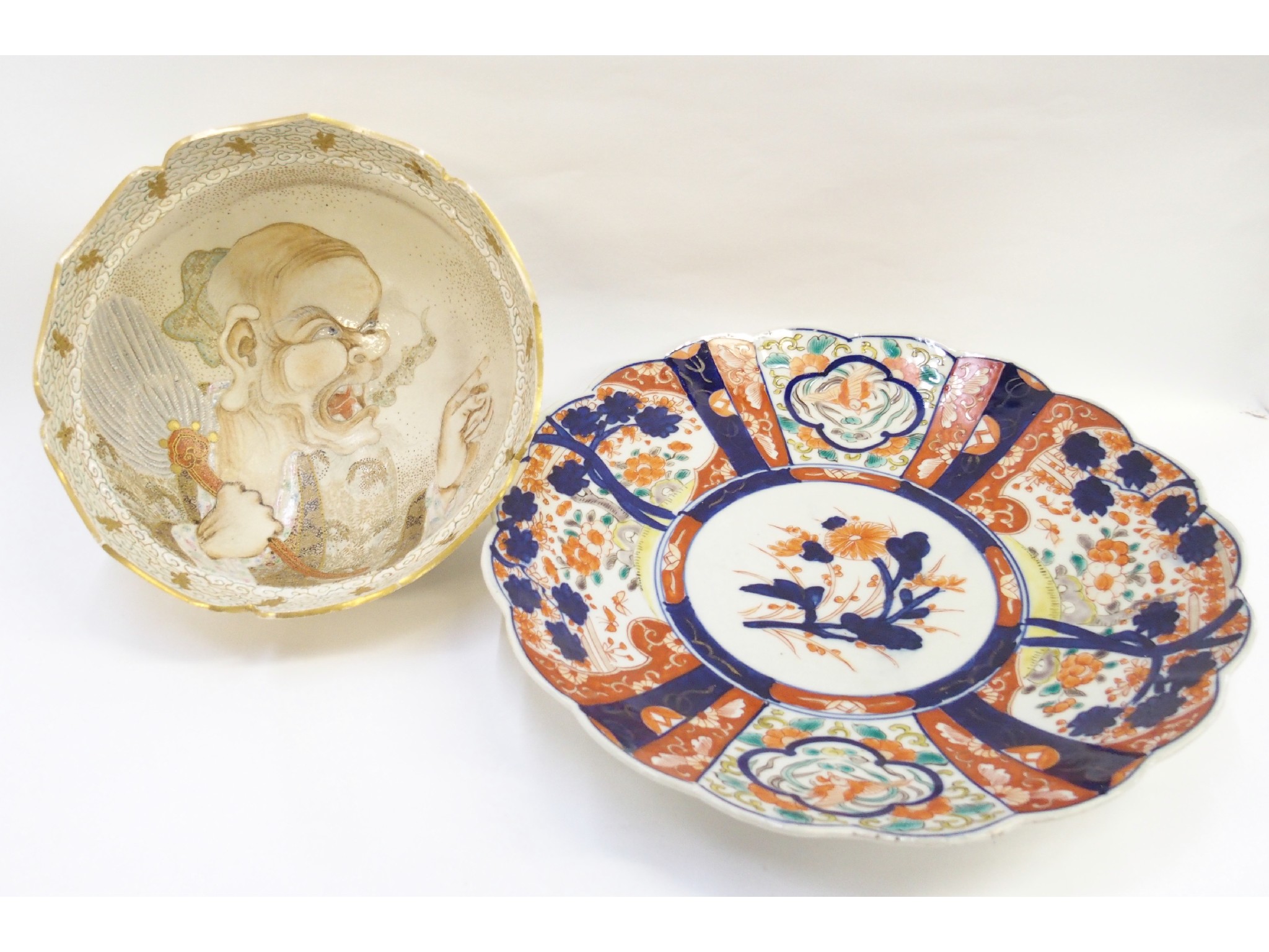 Appraisal: Japanese Imari shallow bowl and Chinese enamelled pottery bowl