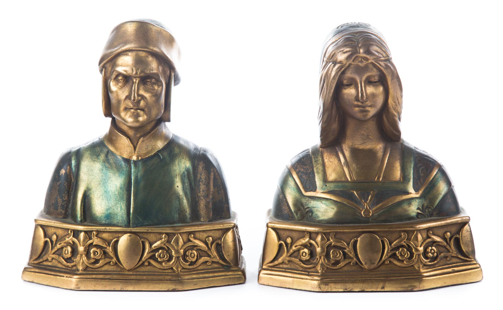 Appraisal: Pompeian Bronze Co Dante Beatrice bookends first quarter- th century