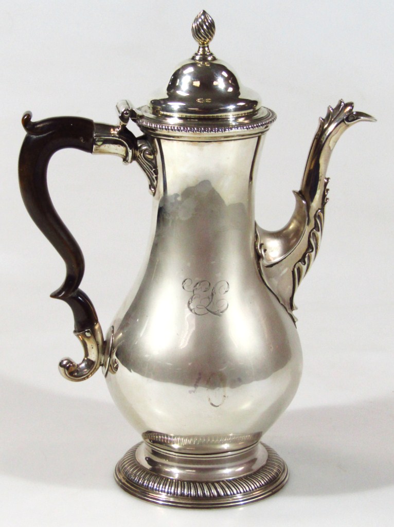 Appraisal: A George III silver coffee pot by Charles Wright of