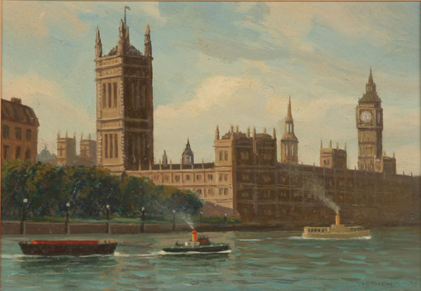 Appraisal: Stephen Sims British th century Big Ben and Parliament London