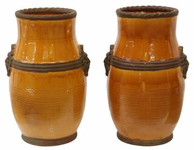 Appraisal: pair Large Italian majolica glazed ceramic vases th c each