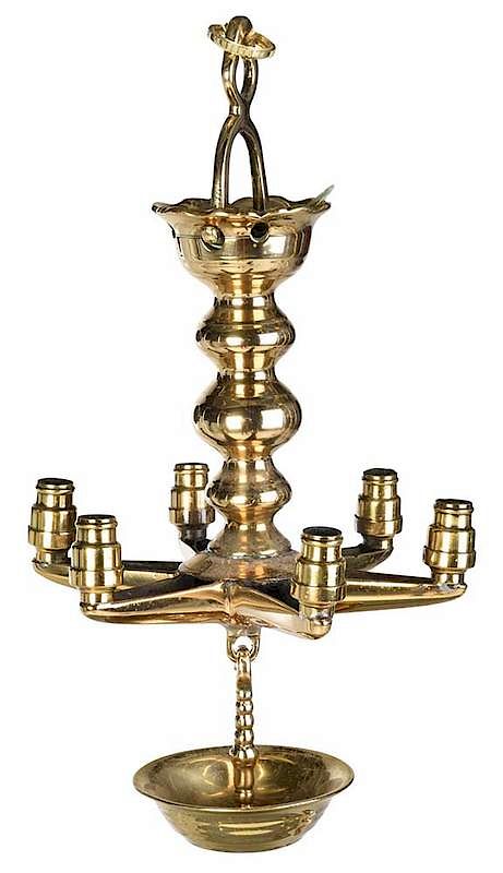 Appraisal: A Dutch Baroque Style Six-Light Brass Chandelier Continental probably th