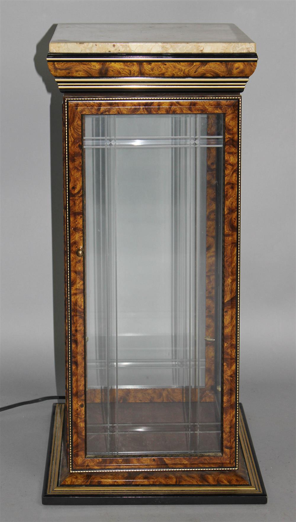 Appraisal: BURLWOOD BRECHE D'ALEP MARBLE TOP SMALL VITRINE with a rectangular