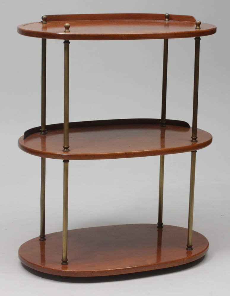 Appraisal: Directoire Style Mahogany and Brass Three-Tiered Table x x in