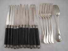 Appraisal: French silver assay Six dessert forks wt oz with eleven