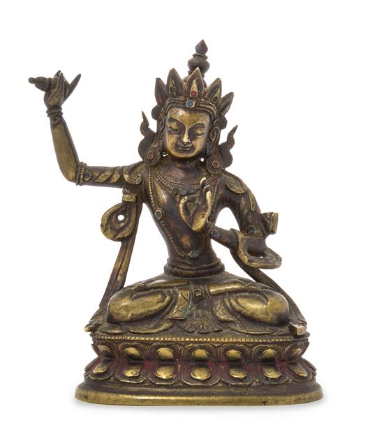 Appraisal: Sale Lot A Sino-Tibetan Gilt Bronze Figure of Manjushri the