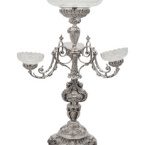 Appraisal: An Elkington Co Silver-Plate and Cut Glass pergne Early th